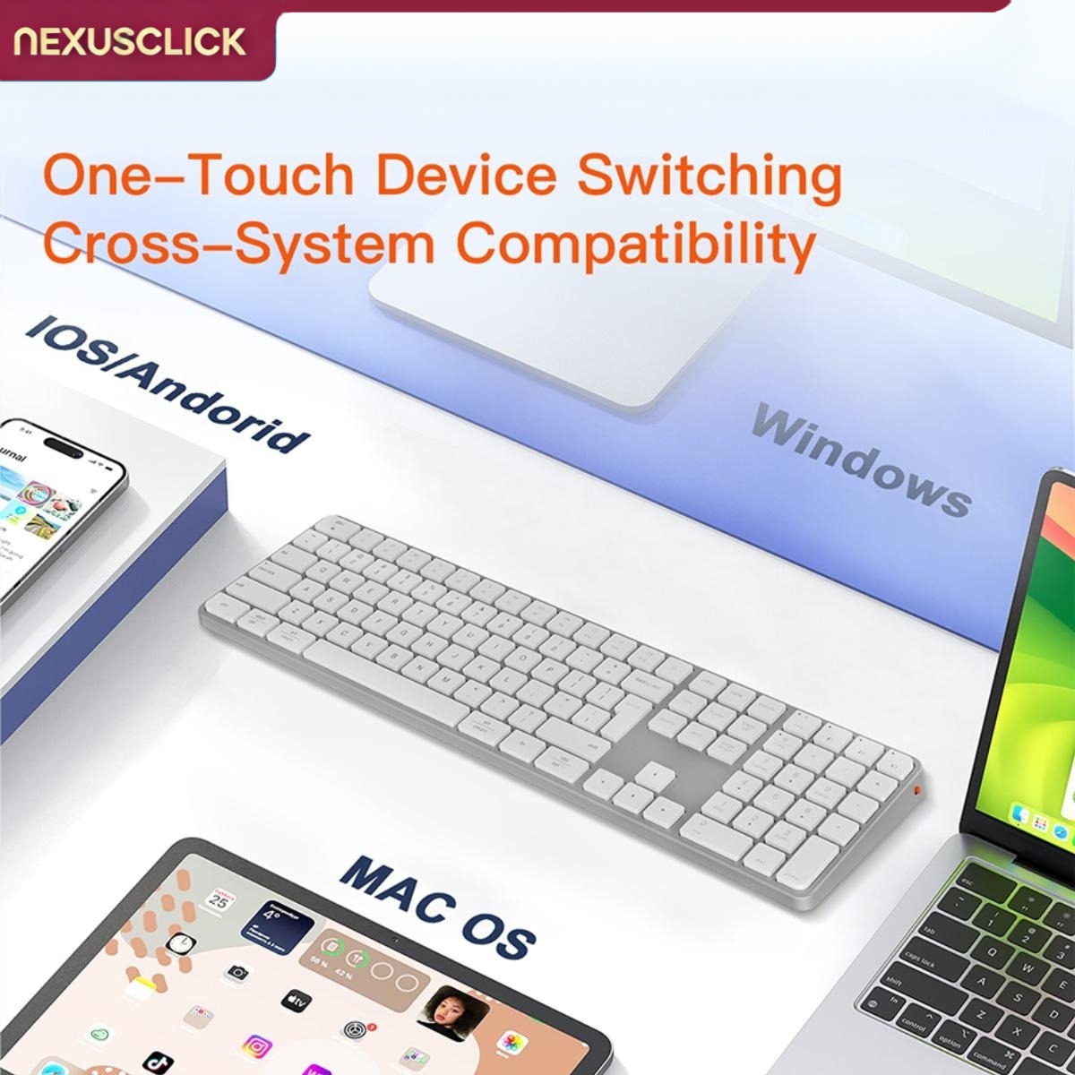 NexusClick 109 Keys Slim Dual  - Keyboard Gaming Mac review and price