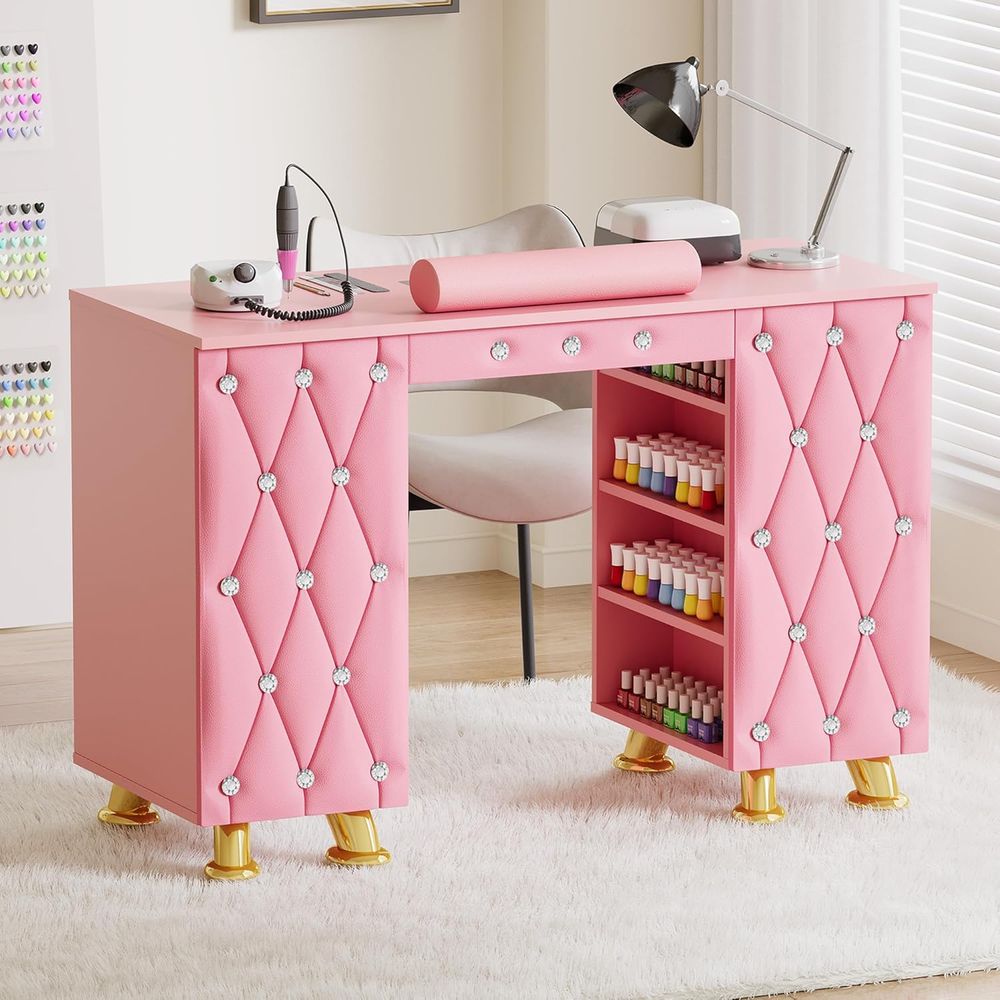 Manicure Table Nail Desk w/Dus - Wrist Rest Wood review and price