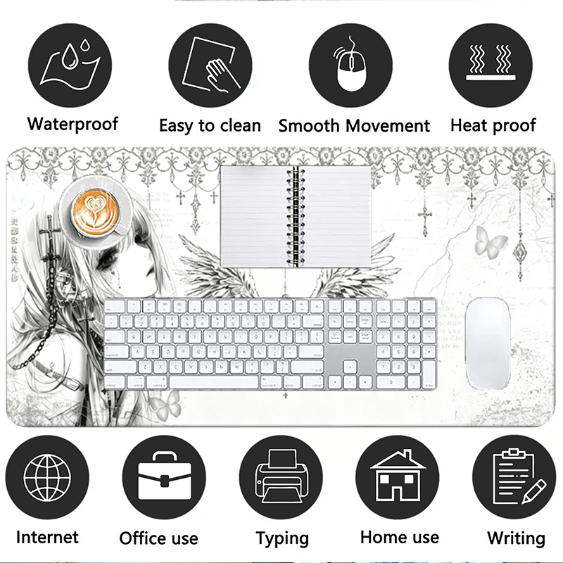 Leather Mousepad Black White A - Gaming Keyboard Esports review and price